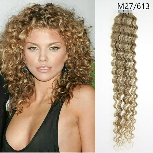 Invisible Tape in Human Hair Extensions Curly Seamless Skin Weft Curly Remy Hair - Picture 109 of 145