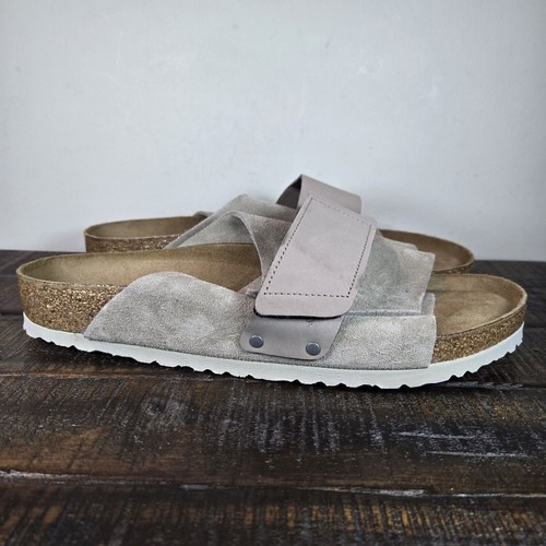 Birkenstock Kyoto Mens 13 EU 46 Regular Single Strap Sandals Gray Brown