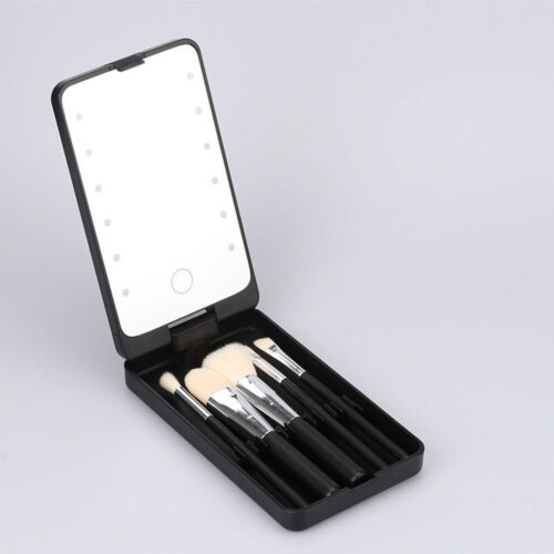 Travel Makeup Brush Set With LED Light Mirror Makeup Brush With LED Mirror Case - Picture 5 of 21