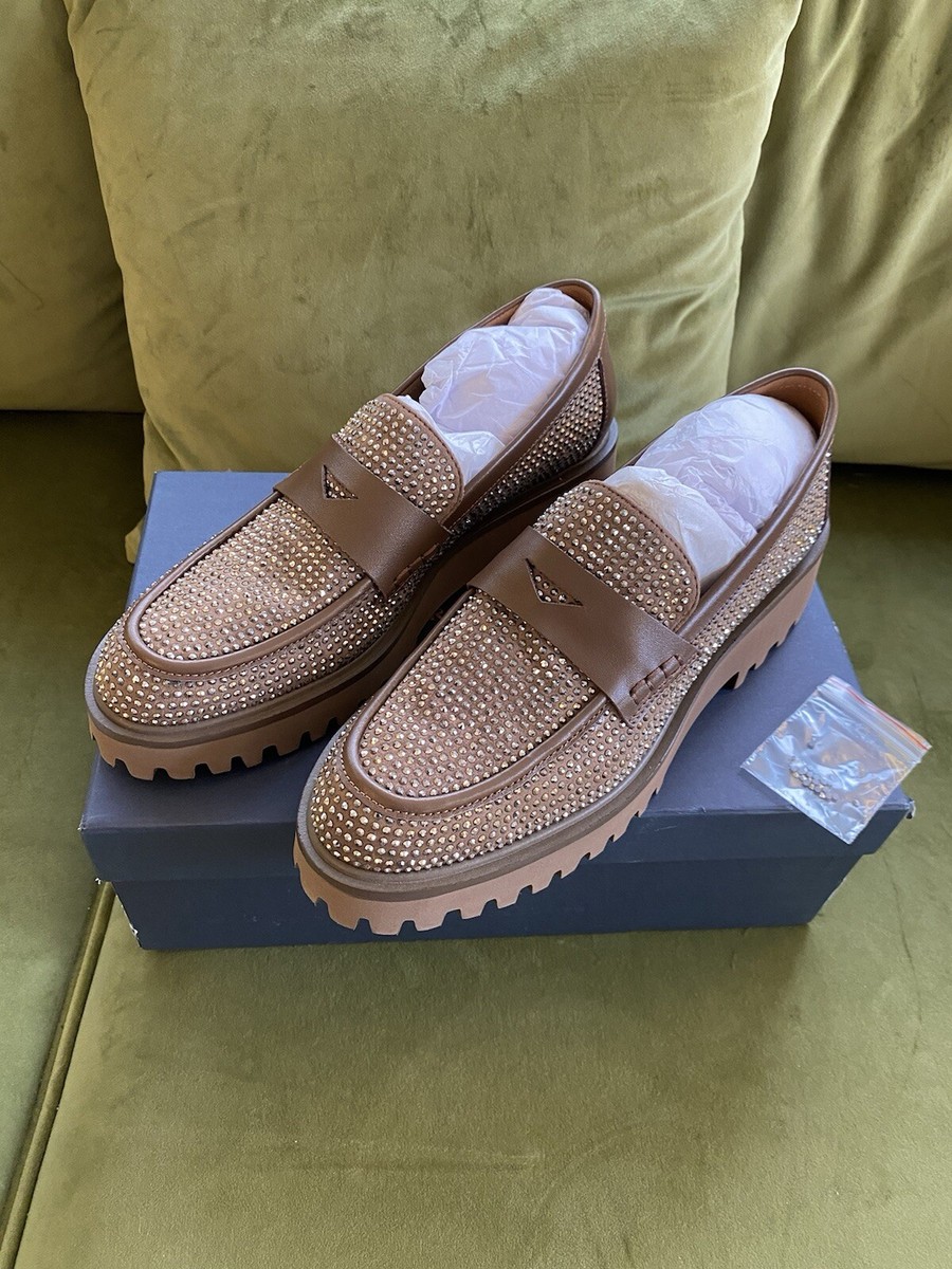 Pedro Miralles brown diamanté loafers uk6, new in box UK