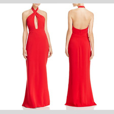 NWT $275 Laundry by Shelli Segal[ 0 ] Wrap-Neck Halter Gown in Tango Red F553