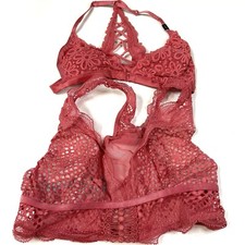 NEW Lot Of 2 Victorias Secret XS Bra Bralettes Pink Floral Lace No Wire 3681