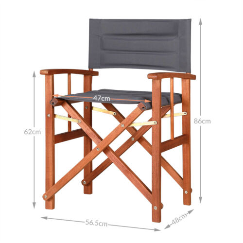 Chaise de metteur en scène Chaise de régie pliante Bois Eucalyptus Jardin Maison - Photo 8/15