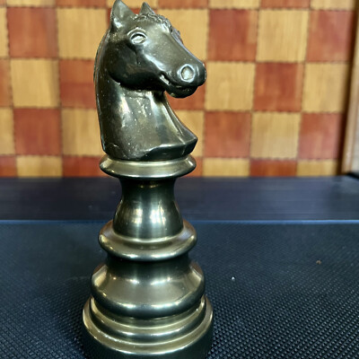 Vintage Solid Brass Horse head Chess Piece Knight. 6”tall | eBay