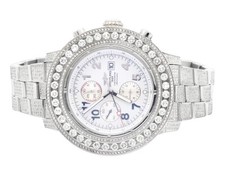 Custom Mens Breitling A13370 Super Avenger XL 53MM S.Steel with Diamonds 20 Ct