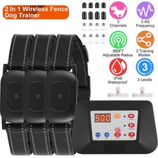 Wireless Electric Dog Fence Beep Vibration Training Shock Collar For 1/2/3 Dogs