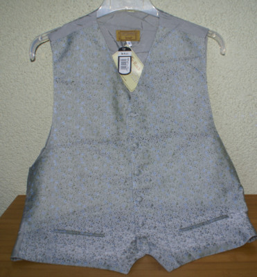 TIE RACK Herren Weste Gilet 100 % Seide grau florales Muster Gr. S / 46-48 NEU