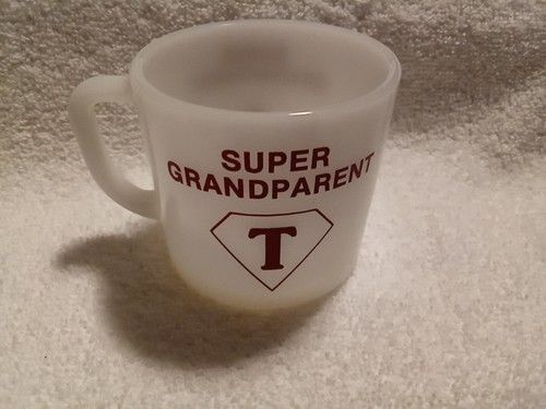 Vtg Anchor Hocking Milk Glass Coffee Mug Super Grandparent Diamond T #5120 USA - Picture 6 of 9