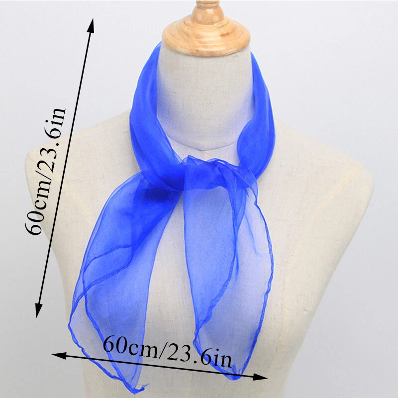 Women Ladies 50s Square Chiffon Neck Head Scarf Scarves Wrap Soft Stole Shawl - Image 3 of 4