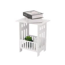 White Bedside End Table Modern Bedroom Nightstand Table Stand Holder for Books a