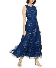 Eliza J EJ9-2898 Sequin Floral Belted Mesh Gown (size 12)