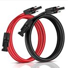 1 Pair Black+Red Solar Panel Extension Cable Wire Solar Connectors 10 Awg Gauge