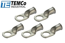 5 Lot 2 AWG 1/2" Hole Ring Terminal Lug Tin Plated Copper Uninsulated Gauge