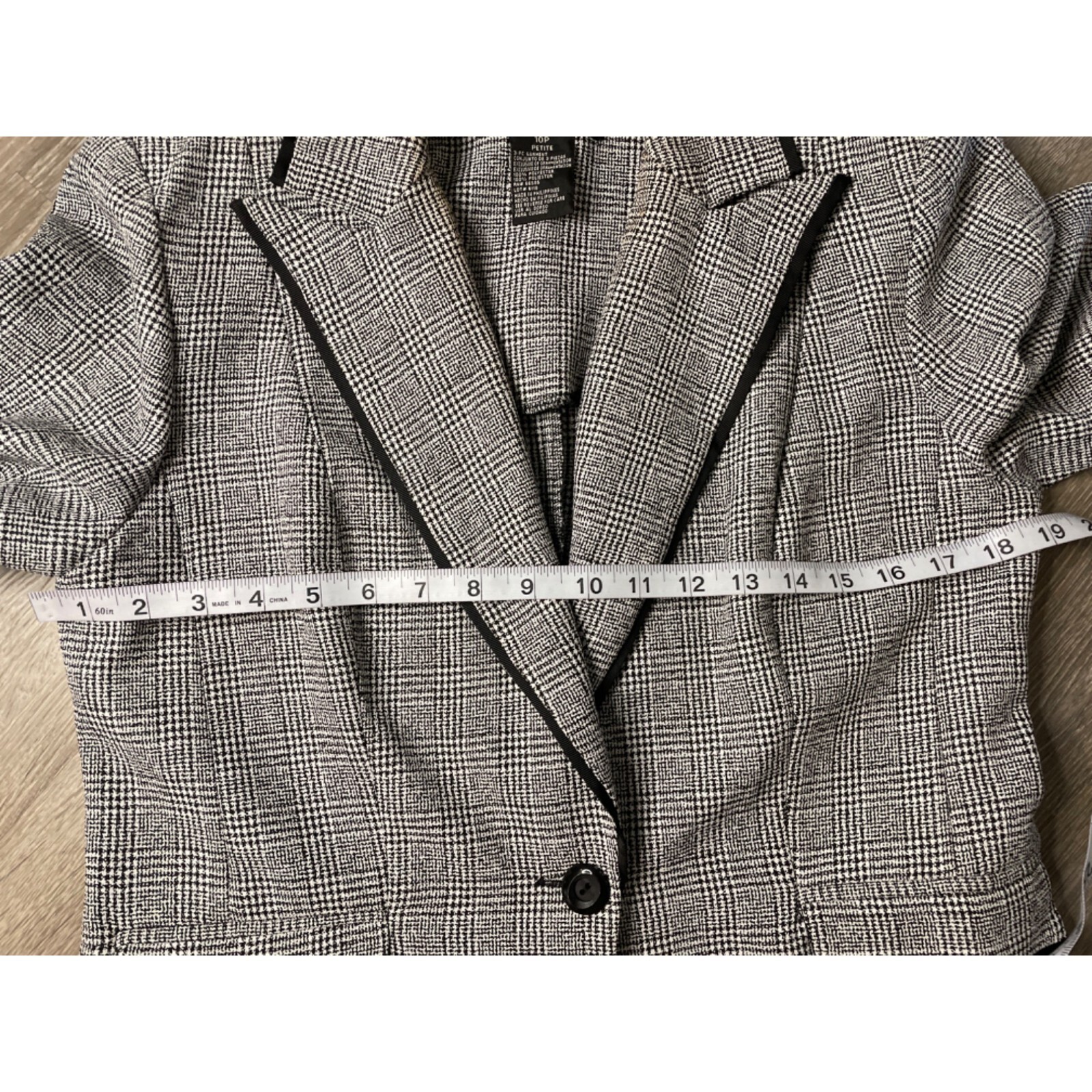 Perceptions Black White Checked Two Button Blazer… - image 5