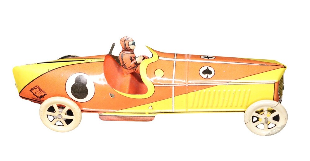 Ingap Tin Toy 1930s Windup Race Car With Pilot, Nice Original. Beautiful LITHO
