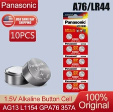 Panasonic A76 LR44/A76 1.5V Alkaline Batteries 10 Count Exp 2028