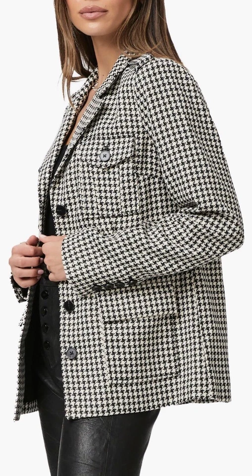 ¡NUEVO CON ETIQUETAS! Chaqueta a Cuadros Paige Skyler Pata de Gallo Solapas con Muescas Talla XS Foto 3 de 4