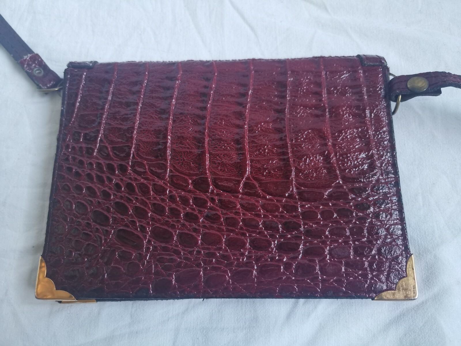 Sac Bandoulière Vintage Bordeaux Pour Femme - 19x13 Cm, Initiales NP, Faux Cuir - Occasion