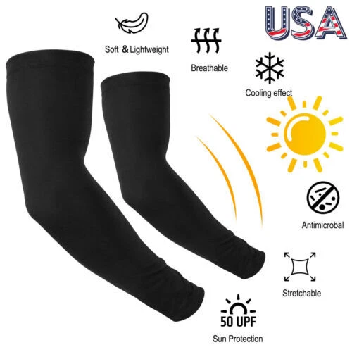 5 Pairs Cooling Arm Sleeves Cover UV Sun Protection Sports Outdoor For Men Women - Image 2 of 4