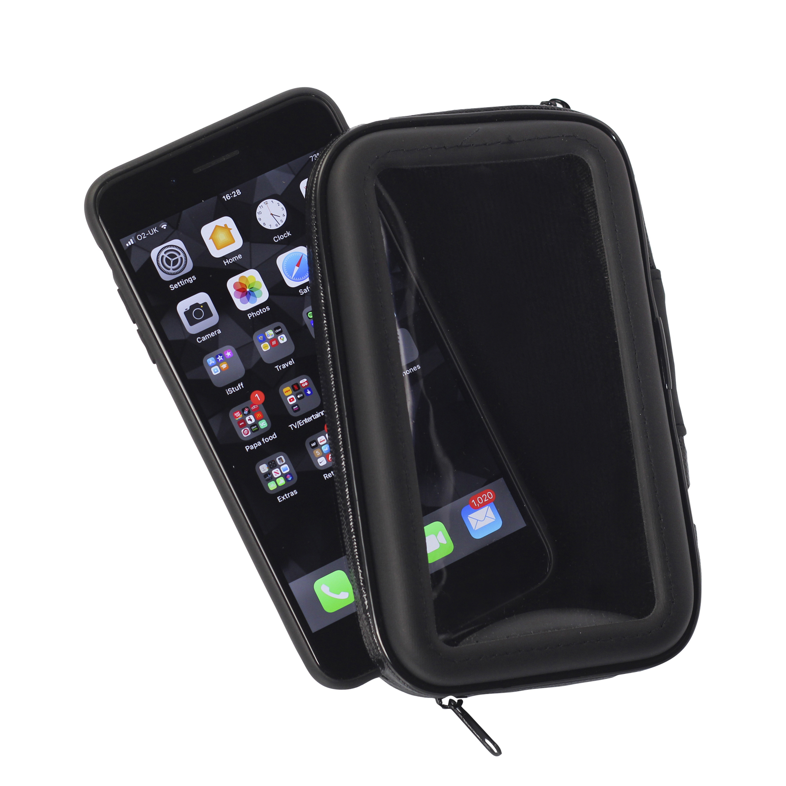 MOTORCYCLE MIRROR-MOUNT MOBILE PHONE HOLDER LARGE 168x92x25mm (ID)