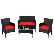 Patio Furniture Set 4 Pieces Outdoor Rattan Chair Wicker Sofa Garden Bistro Sets