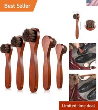 5-Pack Horsehair Shoe Shine Brush Set with Wooden Handles for Polishing Leather