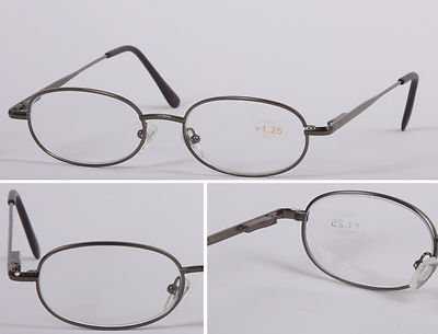 Hochwertige Metall Lesebrille +1,25~3,25 ovale Form Komfort Feder Scharnier Arm L57