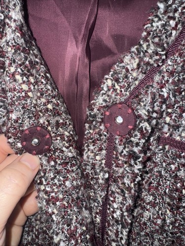 Talbots Womens Wool Blend Tweed Jacket Size 2P Old Money Preppy Burgundy Red - Picture 4 of 6
