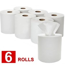 6 x Jumbo Workshop Hand Towels Rolls 2 Ply Centre Feed Wipes Embossed Tissue