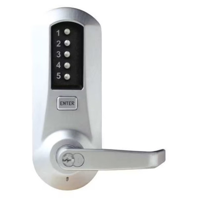 Simplex Mechanical Push Button Lockset, Satin Chrome, 1-3/8'' to 2-1/4''