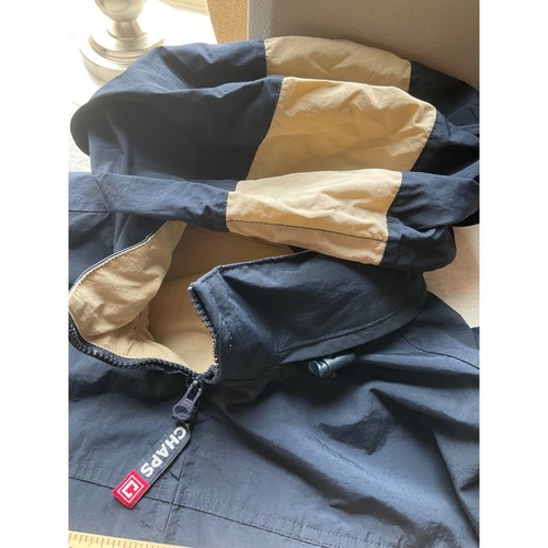 Vintage Chaps Men's XL Windbreaker Full Zip Jacket Hidden Hood Retro Y2K - Picture 7 of 16