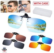Polarized Clip On Flip Up Sunglasses Men Women UV Protection Glasses w/ case USA