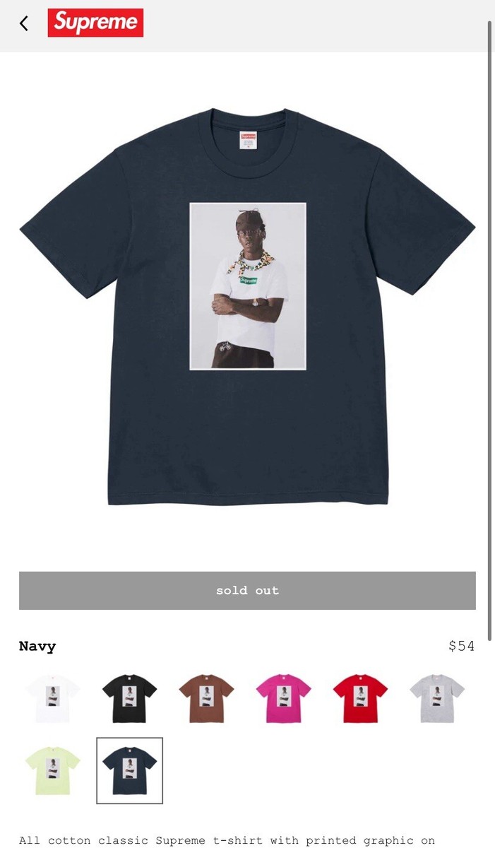 Supreme Fw24 Tyler The Creator Tee Navy Large | eBay