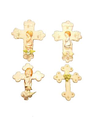 6 pieces cold porcelain trinket cross cake decoration capia baby shower favor