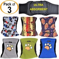 PACK of 3 Dog Diapers Male Belly Band Wrap LEAK PROOF Washable ULTRA ABSORBENT