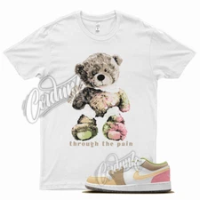 White SMILE T Shirt for Air J1 1 Low GS Recycled Tan Pink Green Multi