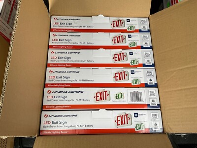 CASE OF 6 Lithonia Lighting EXRG EL M6 LED Exit Sign Single-Sided Thermoplastic