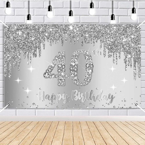 Happy 40th Birthday Banner Party Decor Backdrop Cloth Photo 43x71in Background