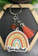4" Silicone Rainbow Pendant Purse Charm Keychain You Are Kind B3597