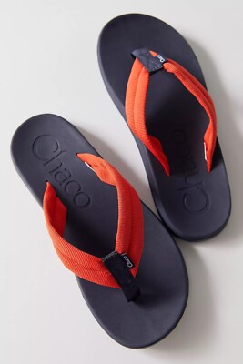 Chaco Wmn Chillos Flip Flop Thong Slide Sandal, Spicy Orange/Navy, JCH108966, 7