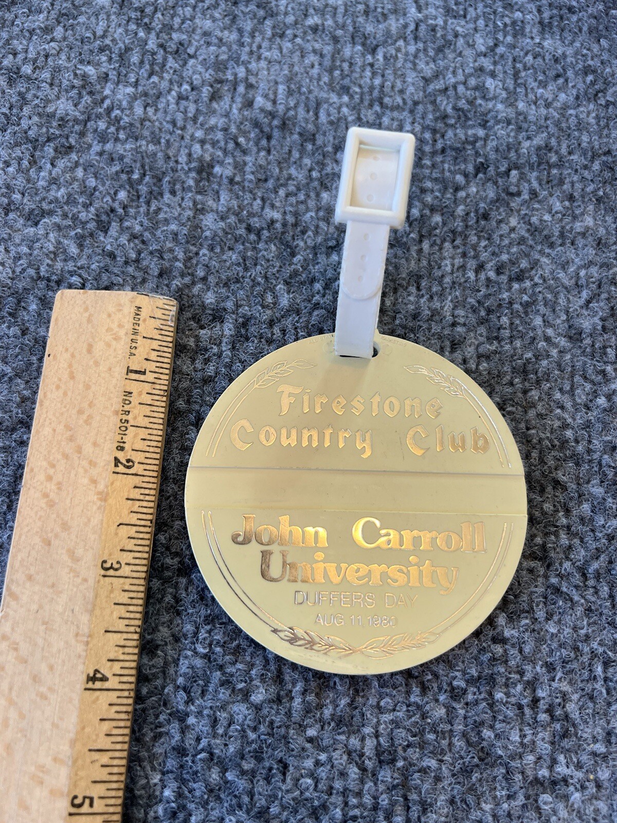 John Carroll University VTG 1980 Duffers Day Golf Bag Tag Firestone Country Club