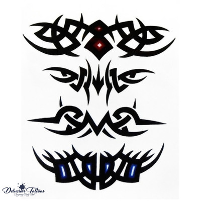 TRIBAL TEMPORÄRE TATTOOS, 4ER SET ROLLEN, KELTISCH, HERREN, DAMEN, FAKE TATTOO