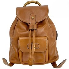 Zaino GUCCI Marrone Bambù Italia Pelle Usato Autentico Leggeri segni di utilizzo