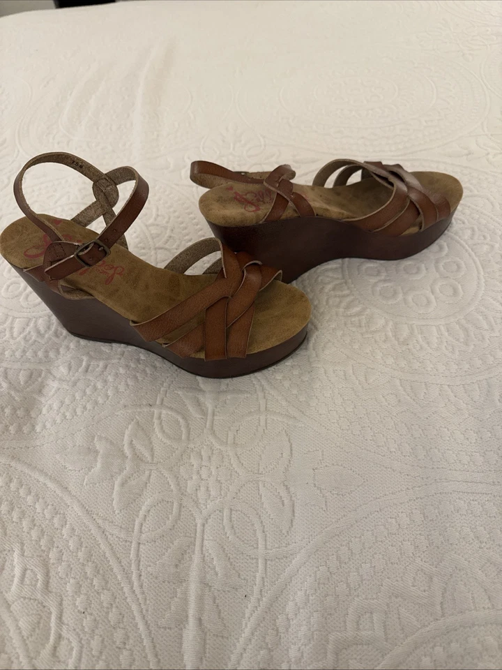 Sandalias de cuña Jellypop para mujer marrón con tiras - espuma viscoelástica - talla 7,5 Foto 4 de 4