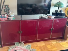 Sideboard or Credenza in Cranberry Lacquer by Maison Jansen