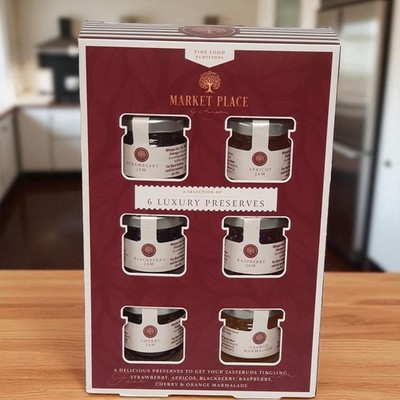 6 Gläser Obst Konserve Auswahl Geschenkbox Mini Marmelade Set Scone Tee Aufstrich Markt