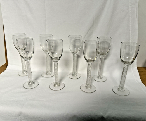 8 R. Lalique Kristall Stiele Phalsbourg 5 3/4" Sherry Matched Set Mint Art Deco