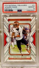 JERSEY # MATCH! 2024 National Treasures Ja'Marr Chase Emerald 1/10! PSA 10 POP 1