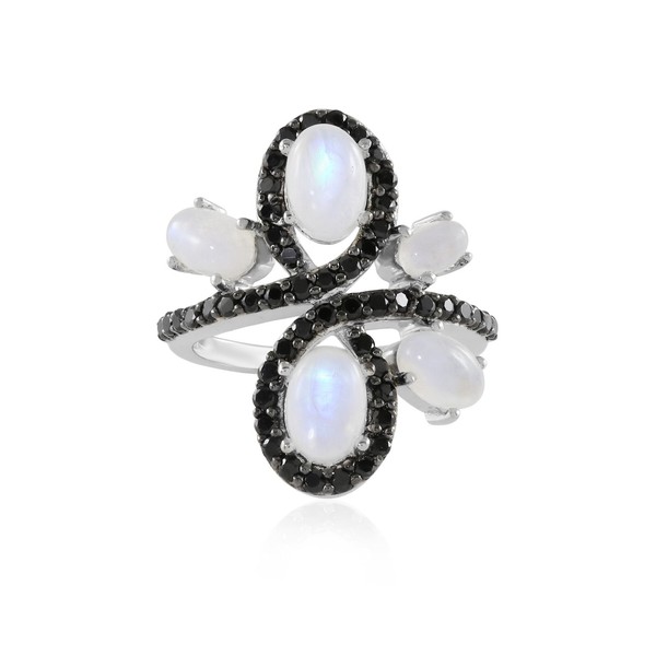 Cavill Regenbogen Mondstein Silberring 925 Sterling Echtschmuck 4 38Ct Oval-image
