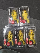 (5) LiveTarget Frog Hollow Body Fishing Lure 2-5/8" 3/4 Oz Yellow/Black Lot Of 5